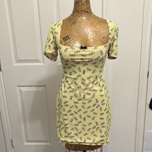 Omighty yellow butterfly dress mini small spring summer boho fairycore babydoll